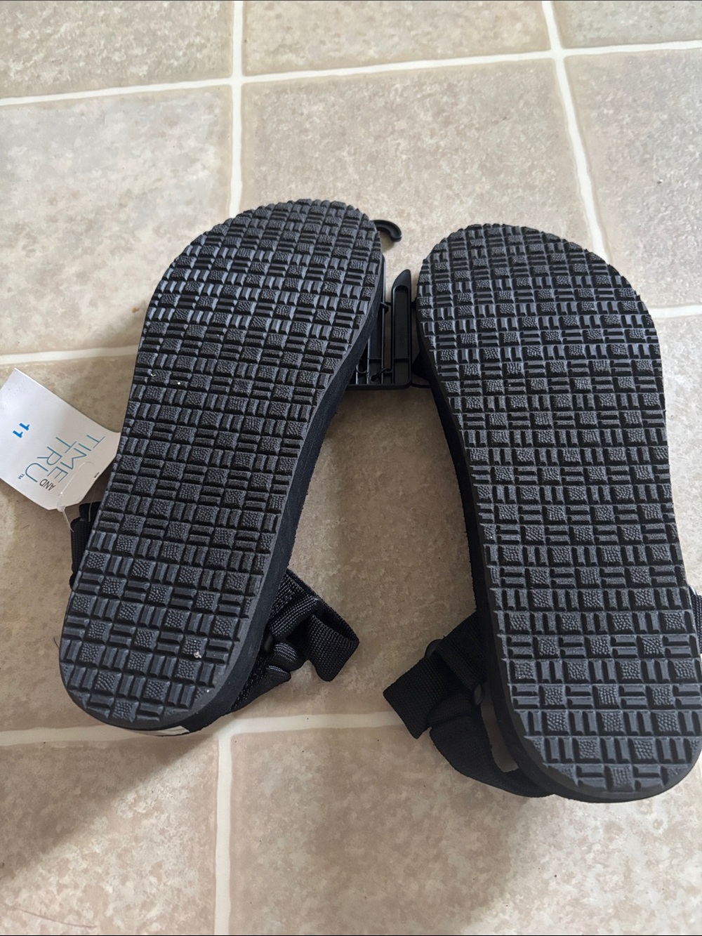 Time and Tru Black Strappy Comfort Sandals - Picture 6 of 6